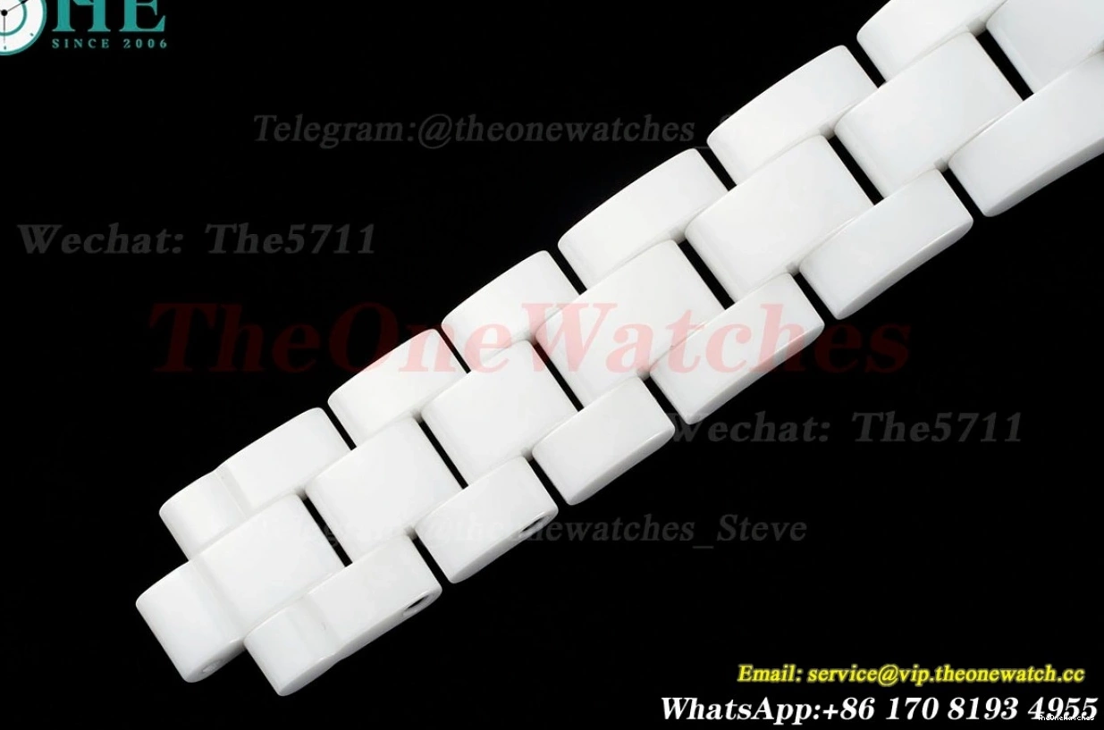 Swiss J12 Cer 33mm Ceramic Dia Dial White Quartz XF Ladies 0514